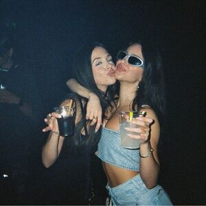 Denim glittery open back top